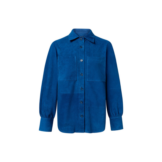 Women Blue suede Leather shirt URBAN LEATHER WEAR LTD