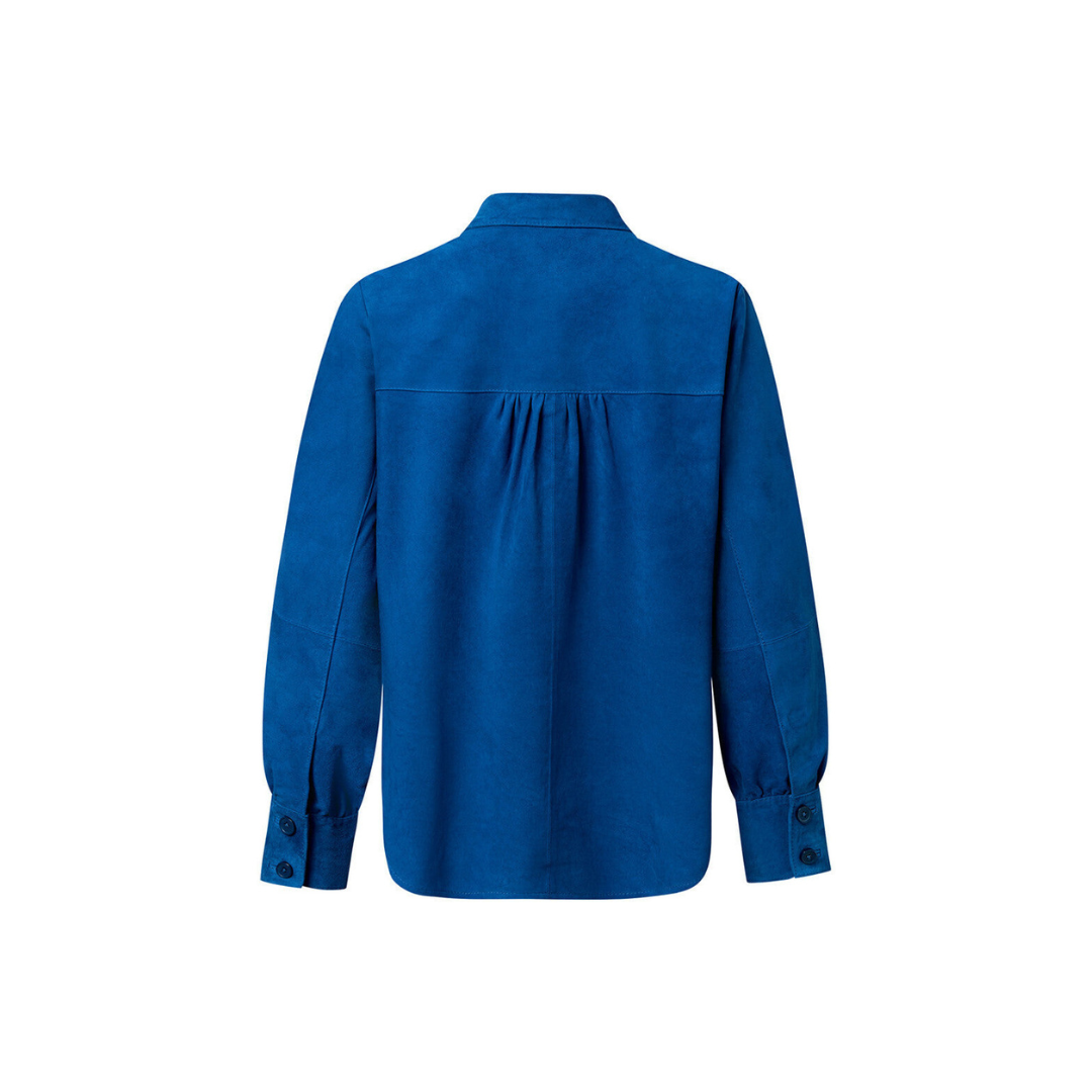 Women Blue suede Leather shirt URBAN LEATHER WEAR LTD