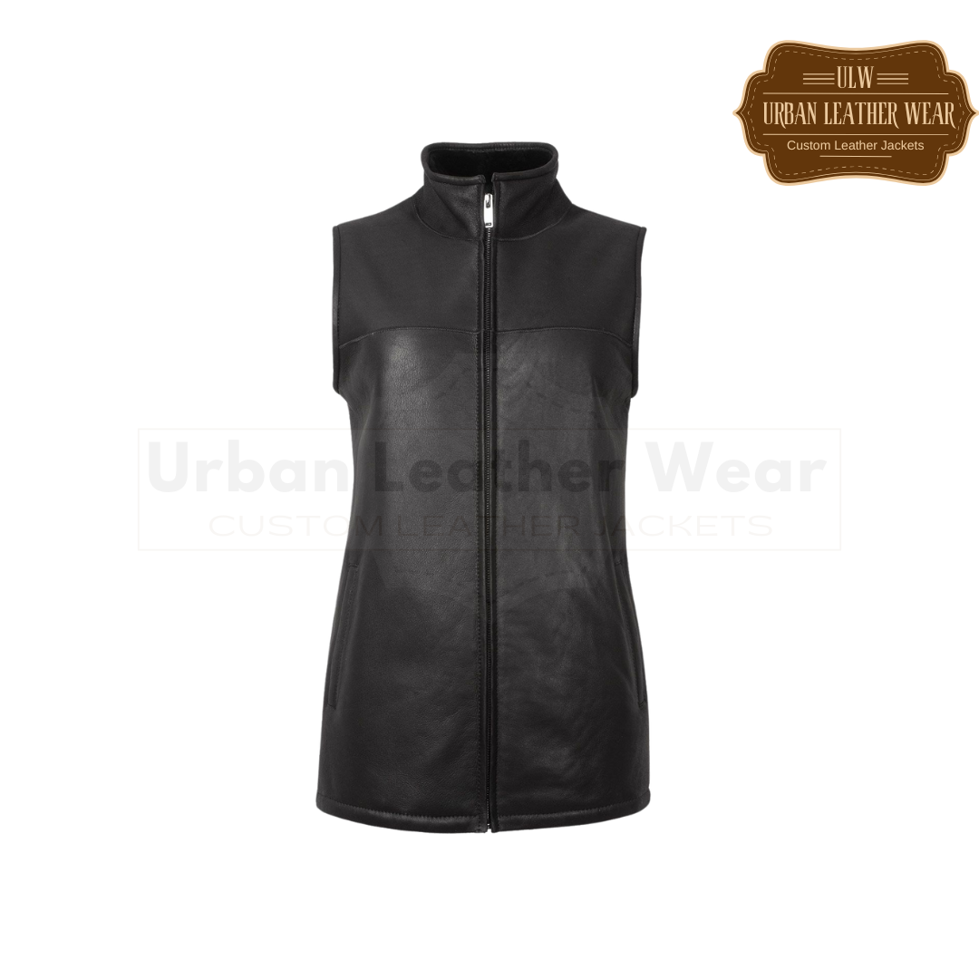 Women Shearling Leather Vest URBAN LEATHER WEAR LTD