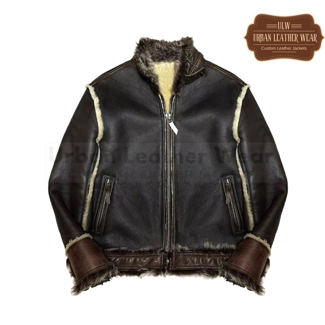 B3 Real Shearling Black And Brown Leather Jacket
