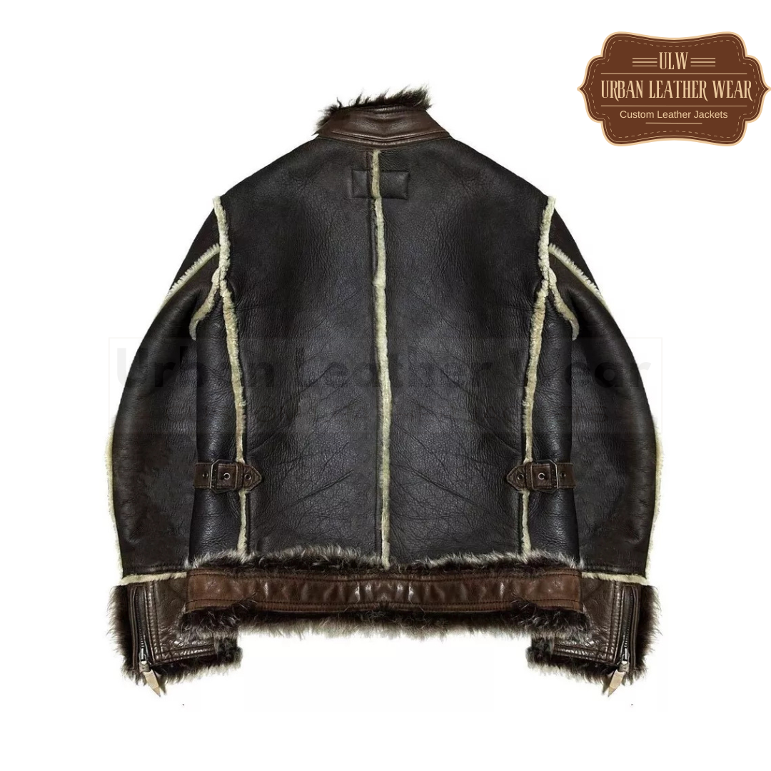 B3 Real Shearling Black And Brown Leather Jacket
