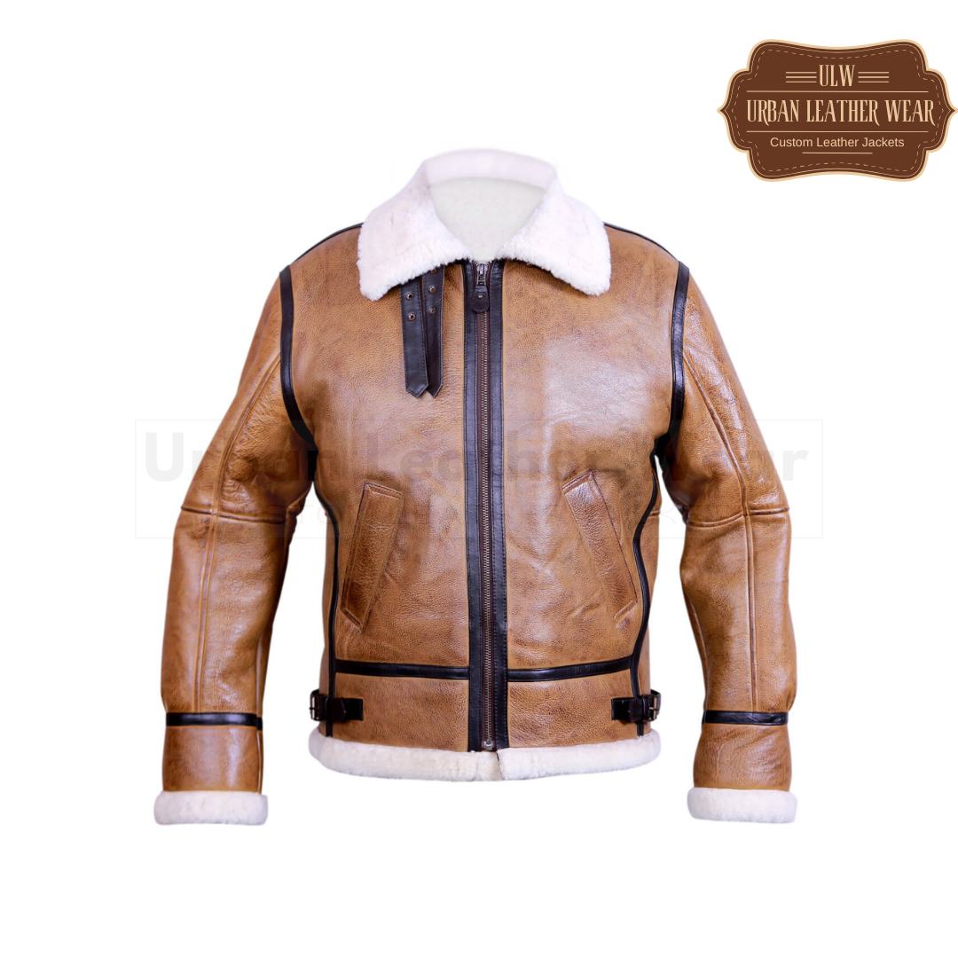 Shop our B3 Bomber Hoodie Shearling Aviator Light Brown Leather Jacket.