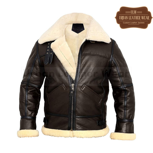 Men Bomber Jacket Aviator Real Shearling B3 Bomber Jacket