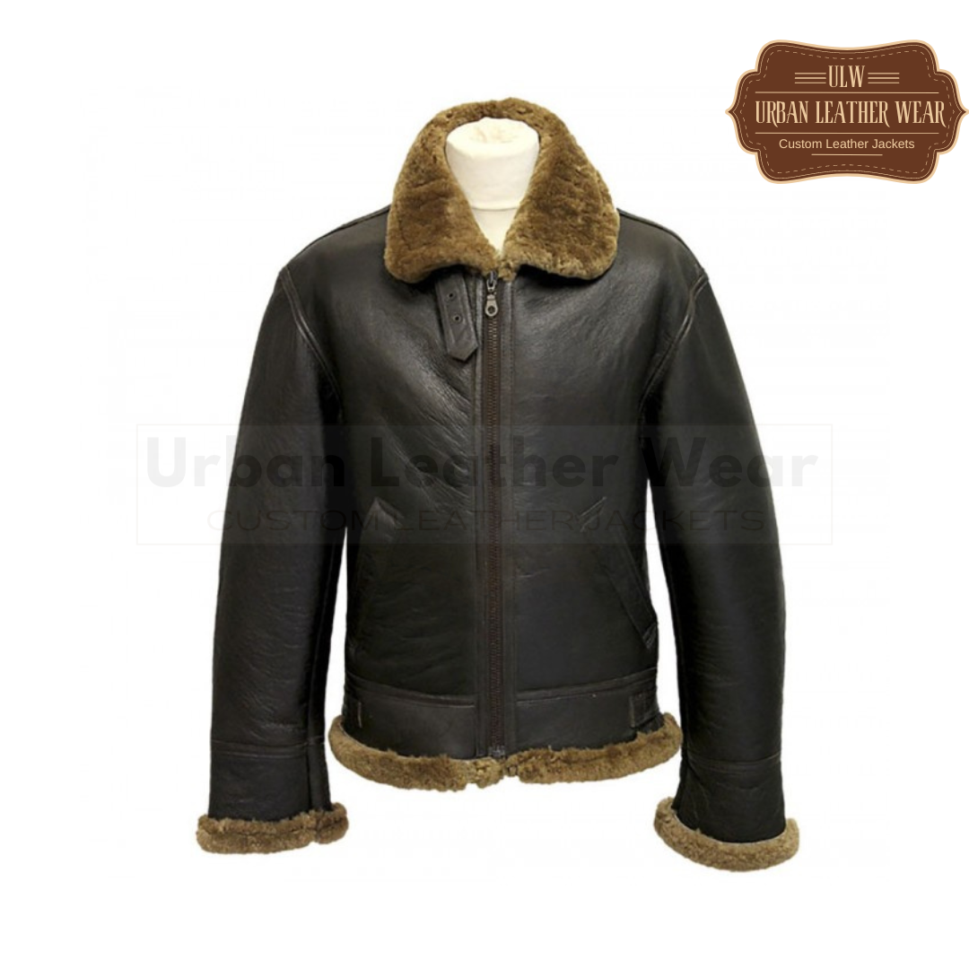 Men B3 Bomber Shearling distressed leather jacket 