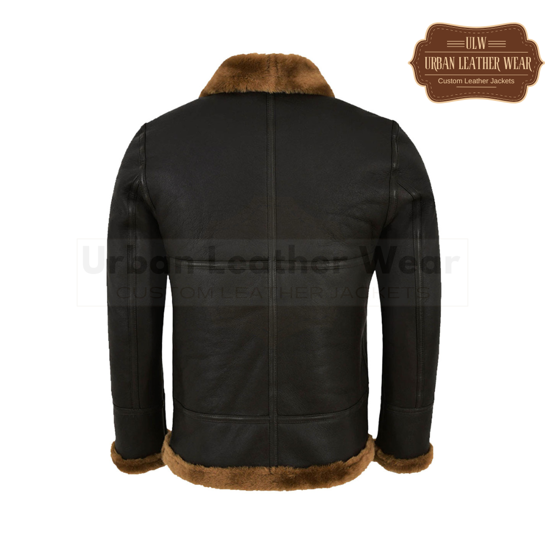 Men B3 Fur Shearling Bomber Jacket in Ginger Brown