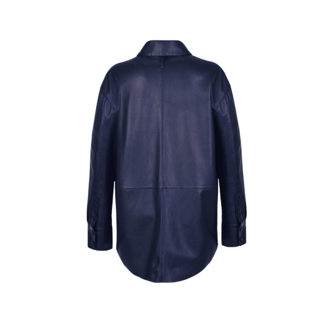 Blue Oversized Leather Shirt Jacket URBAN LEATHER WEAR LTD