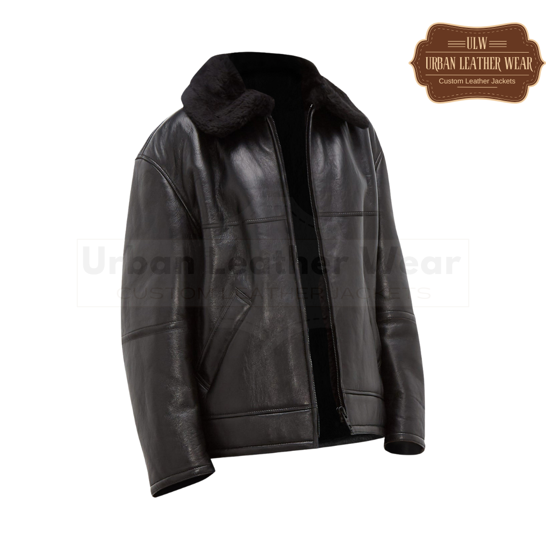 Black B3 Shearling Jacket For Men