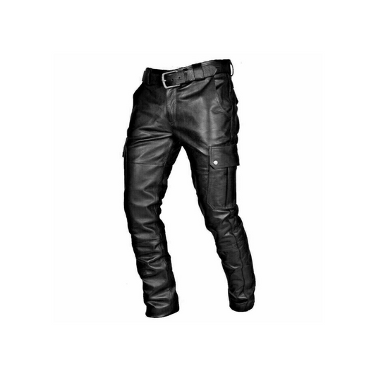 Leather Biker Pants - Cargo Pockets Trousers URBAN LEATHER WEAR LTD