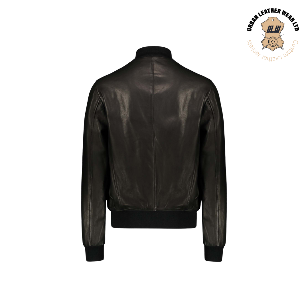 Men Black A-1 Bomber Leather Jacket URBAN LEATHER WEAR LTD