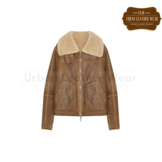 Leather Bomber jacket in merino shearling URBAN LEATHER WEAR LTD