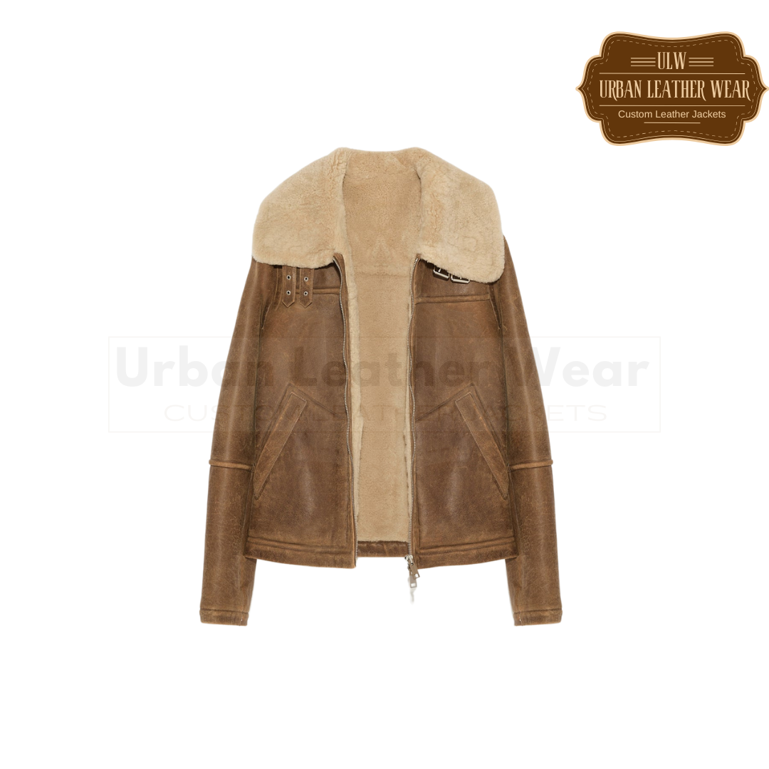 Leather Bomber jacket in merino shearling URBAN LEATHER WEAR LTD