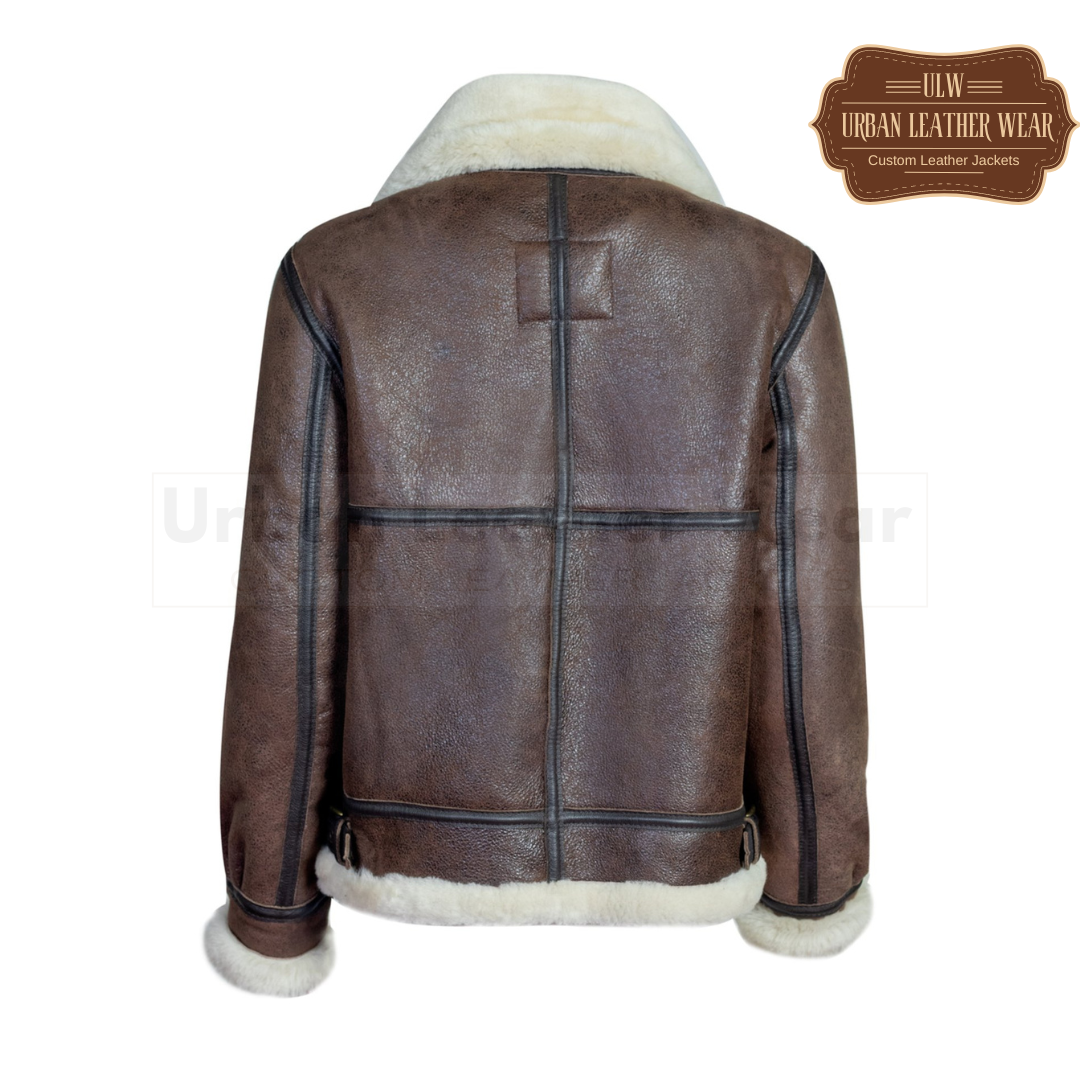 Men Classic B3 Shearling Leather Bomber Jacket