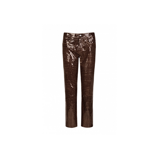 Croc Leather Jeans coffee brown URBAN LEATHER WEAR LTD