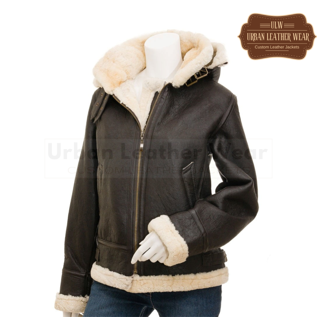 Women Dark Brown B3 Shearling Leather Jacket