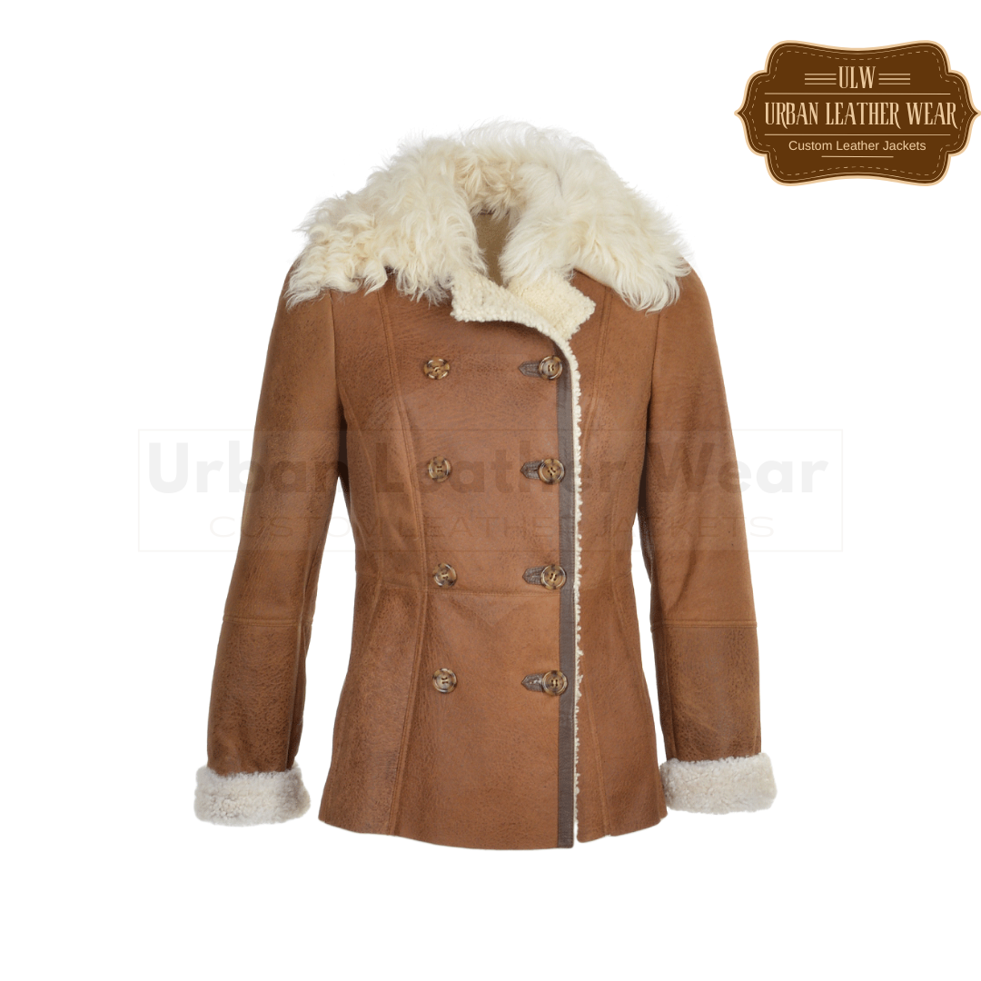 Buy our Women Double Breasted Full Grain Leather Shearling Coat. Made from premium quality full grain leather