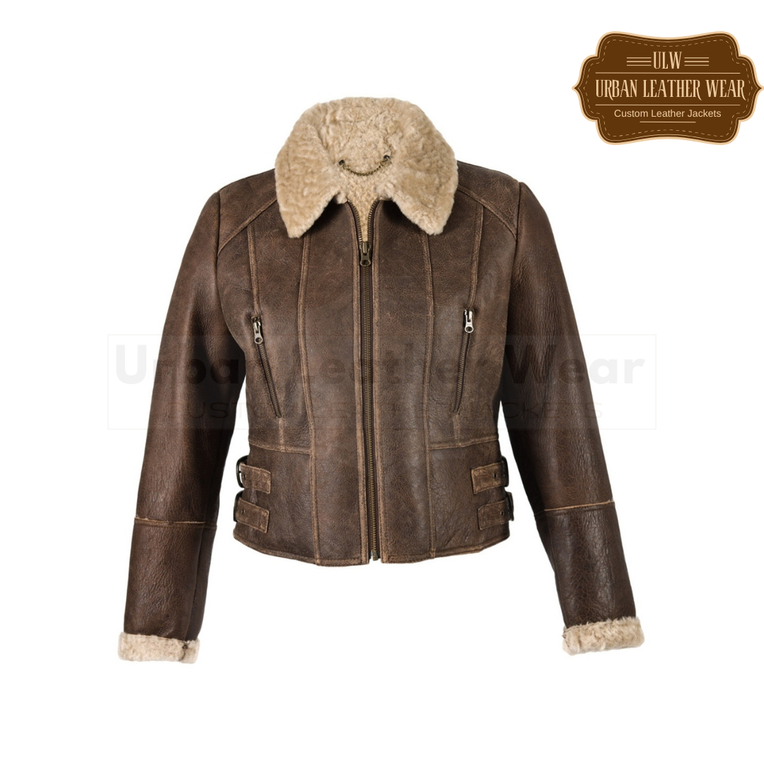 Shop Women short shearling jacket. This women's short shearling jacket offers warmth and style in one.