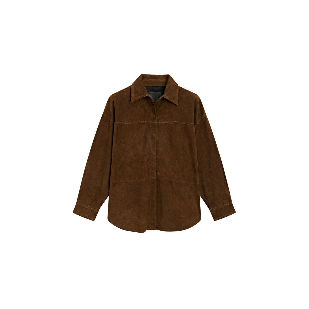 Ladies dark brown suede leather shirt URBAN LEATHER WEAR LTD