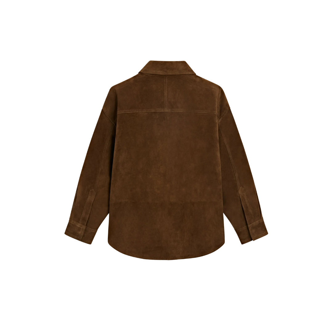 Ladies dark brown suede leather shirt URBAN LEATHER WEAR LTD