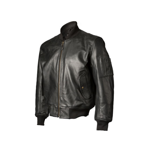 Leather MA-1 Flight Jacket Black URBAN LEATHER WEAR LTD