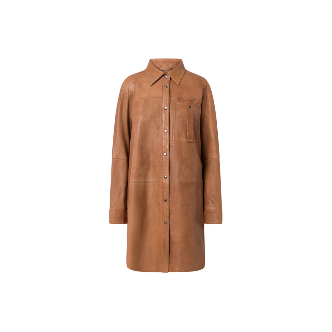 Brown Long leather shirt in soft quality URBAN LEATHER WEAR LTD
