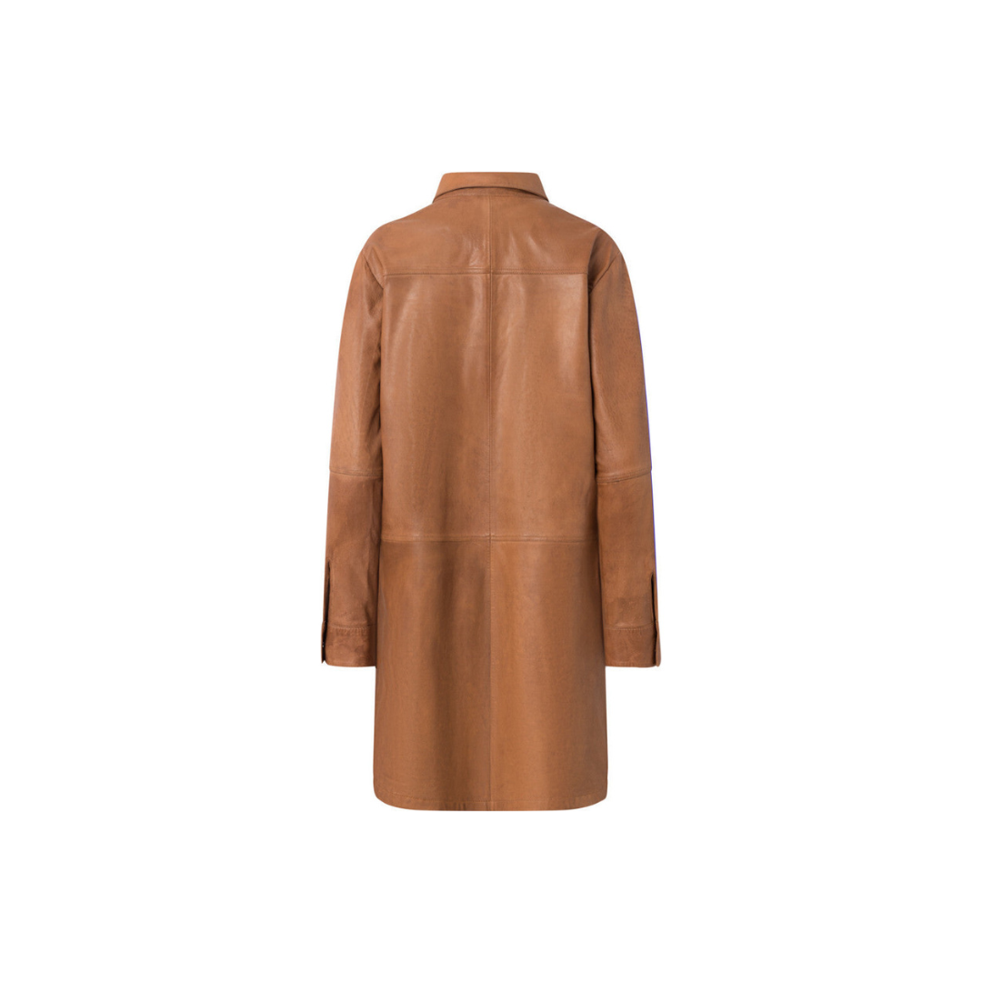 Brown Long leather shirt in soft quality URBAN LEATHER WEAR LTD