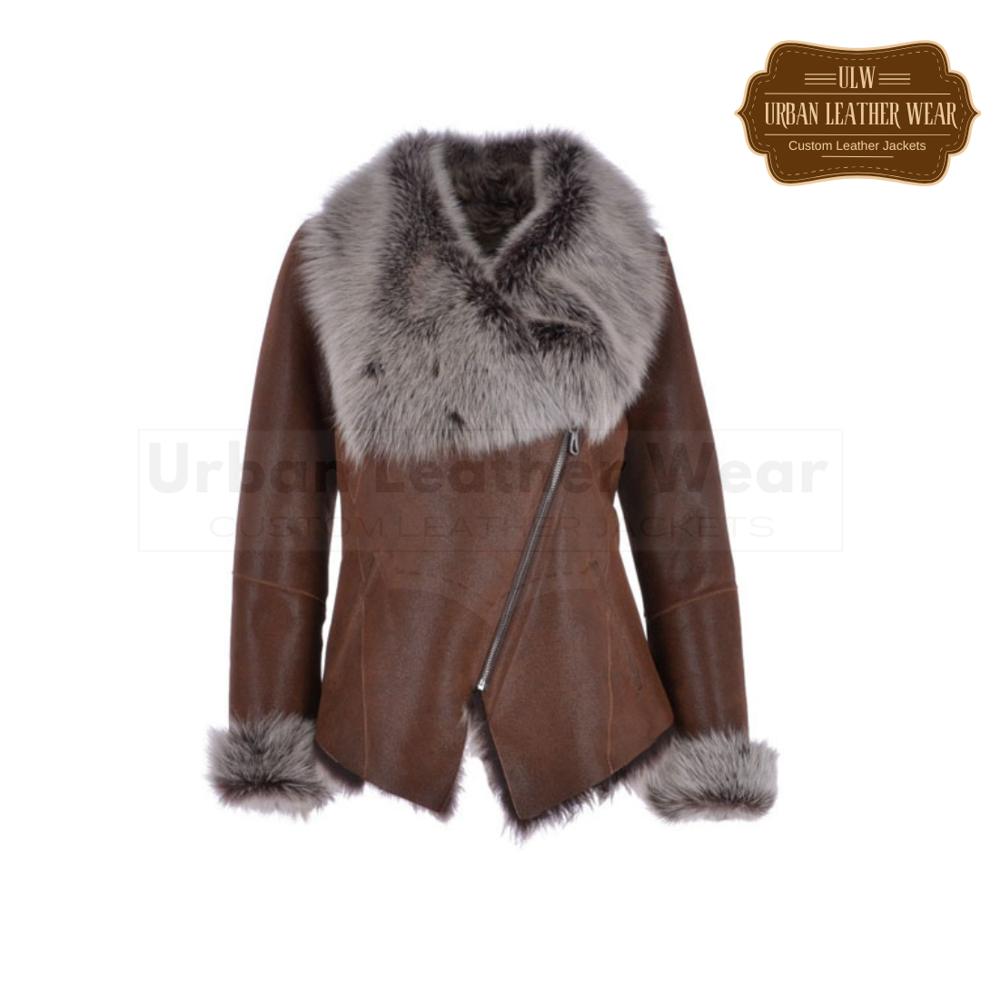 Buy our Luxury Women Leather Shearling Jacket. Made with high-quality materials.