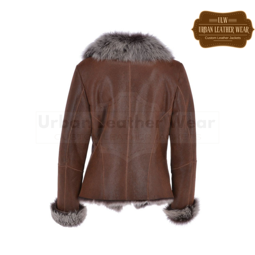 Buy our Luxury Women Leather Shearling Jacket. Made with high-quality materials.