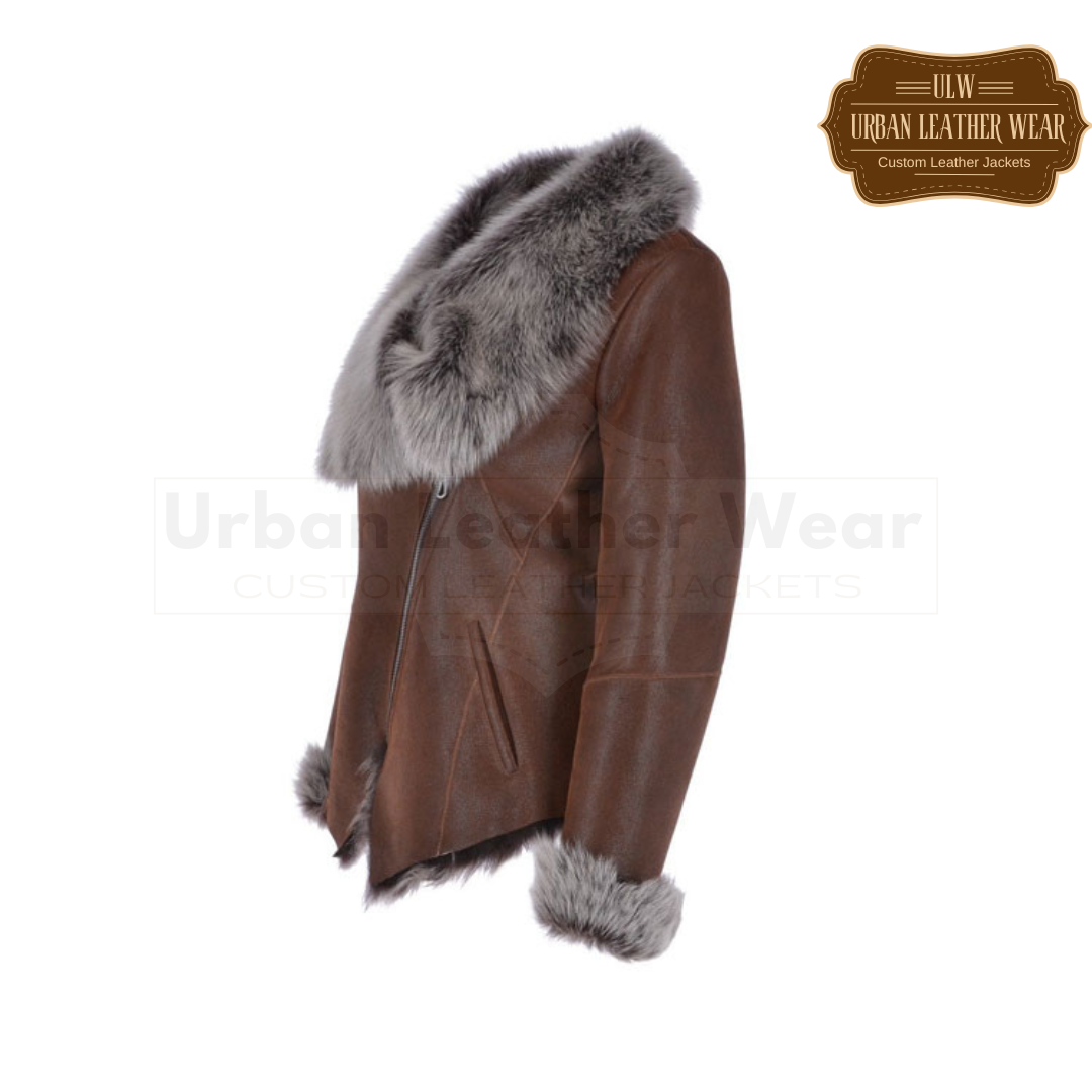 Buy our Luxury Women Leather Shearling Jacket. Made with high-quality materials.