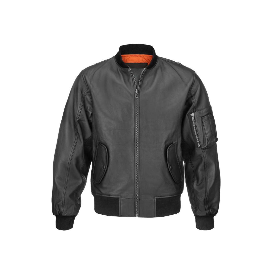 MA-1 Black Leather Flight Jacket URBAN LEATHER WEAR LTD