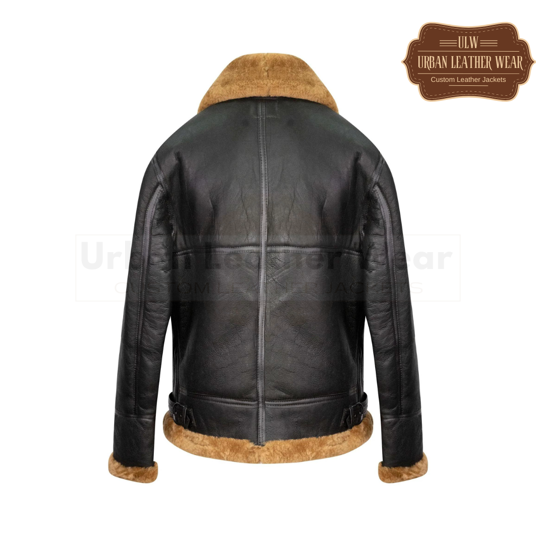 Men B3 Shearling Bomber Leather Jacket in Ginger