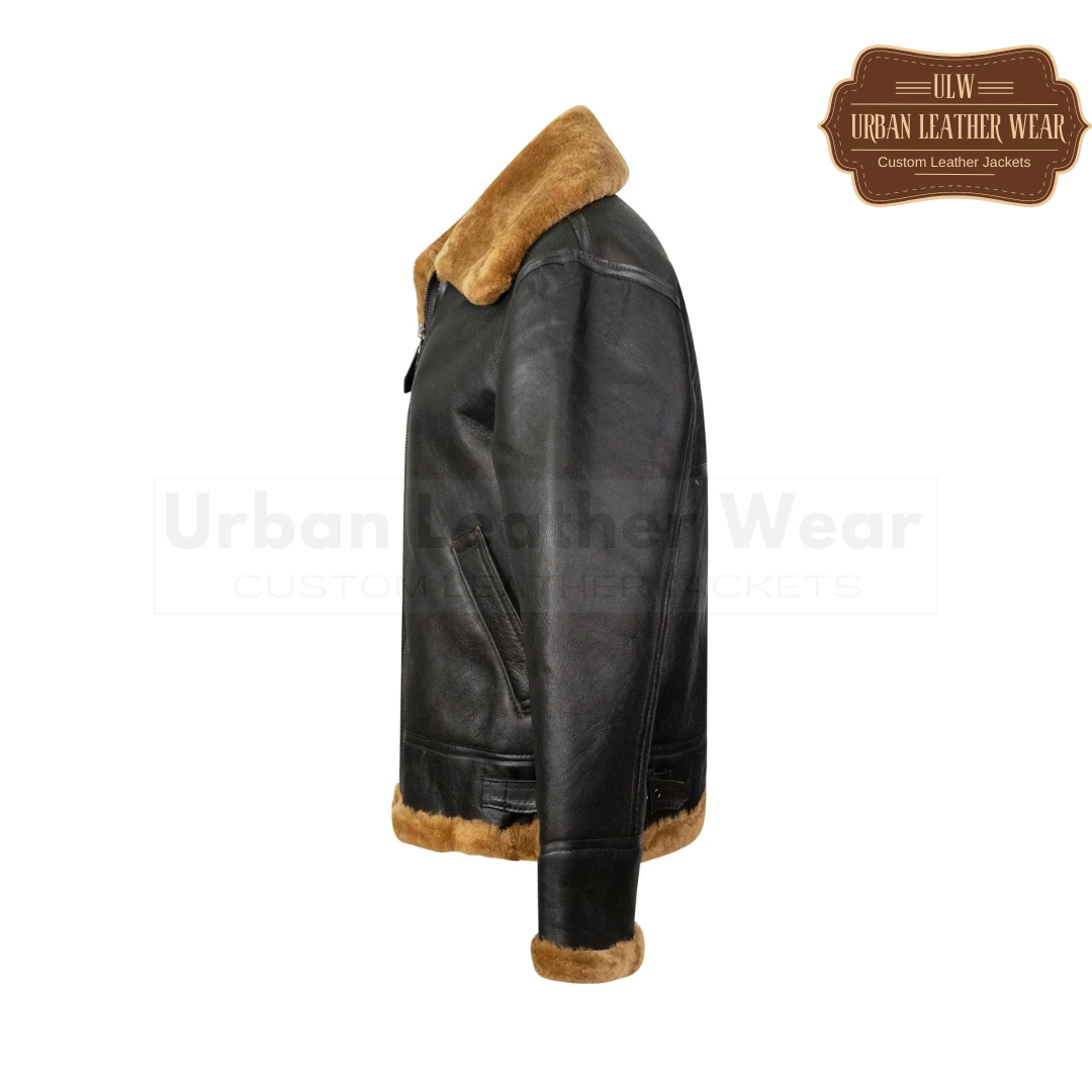 Men B3 Shearling Bomber Leather Jacket in Ginger