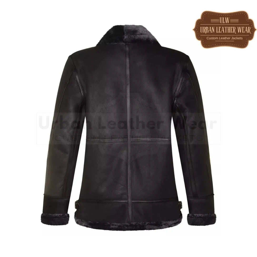 Men Aviator Black B3 Shearling Leather Jacket