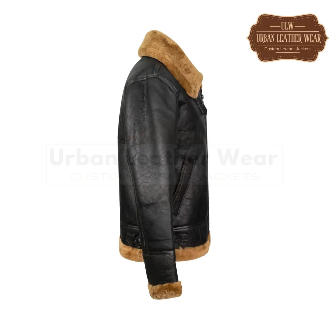 Men B3 Shearling Bomber Leather Jacket in Ginger