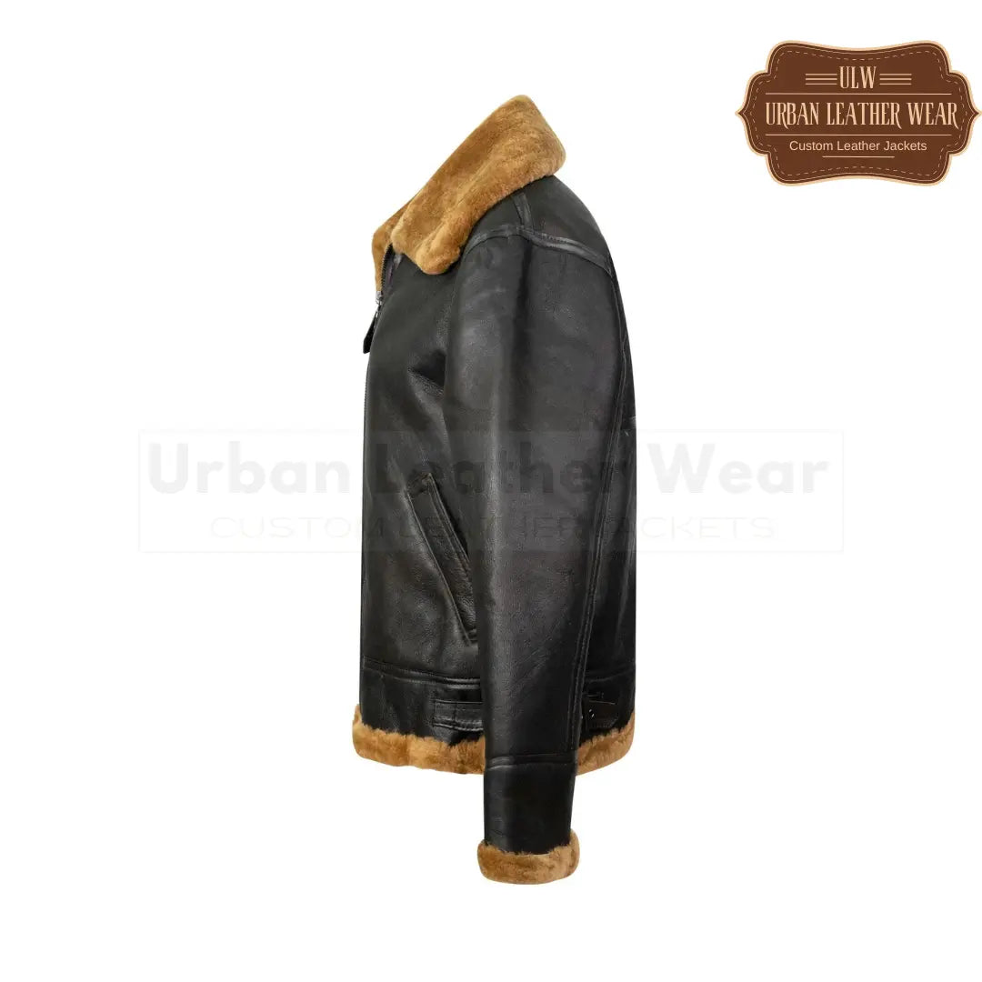 Men B3 Shearling Bomber Leather Jacket in Ginger