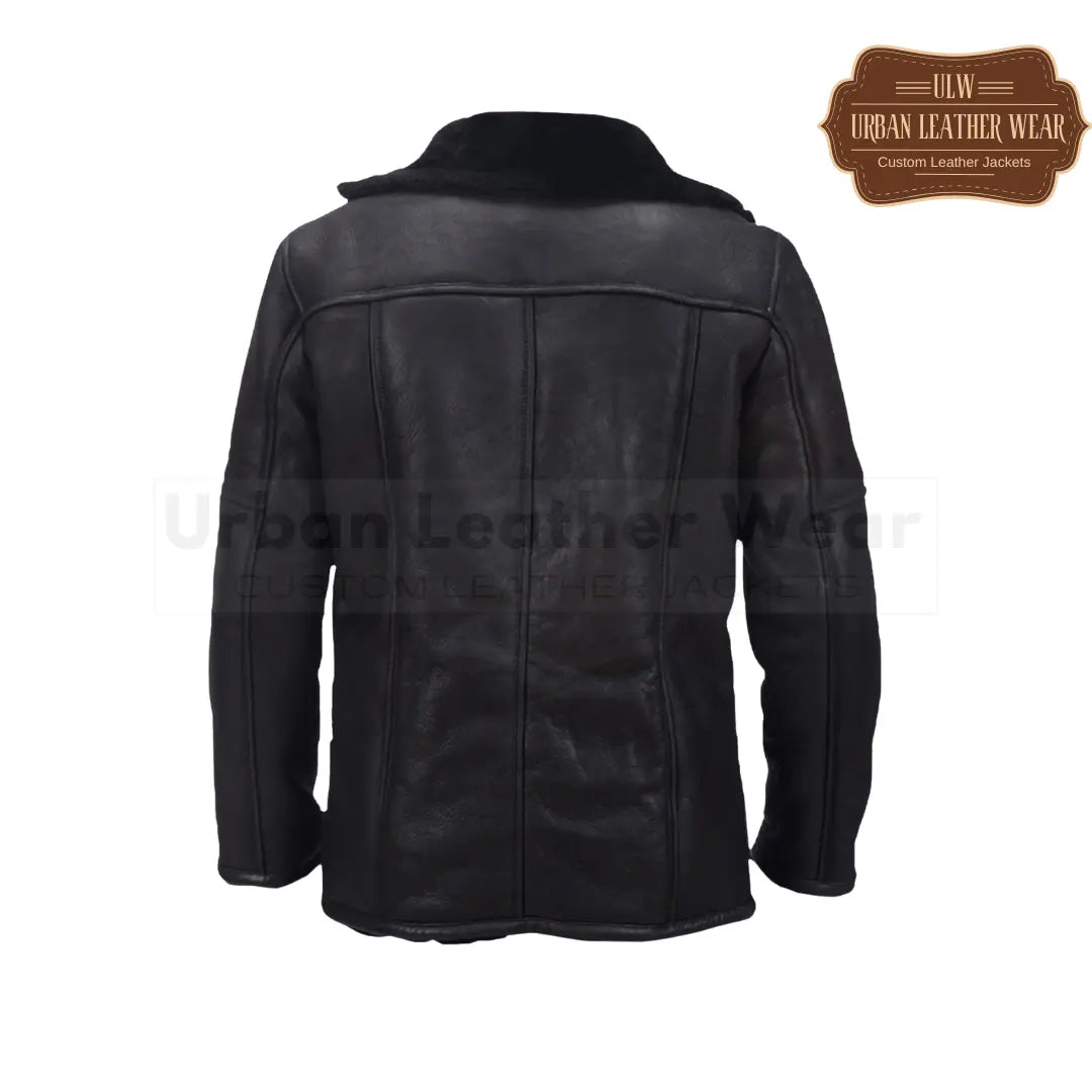 Men Black Shearling Biker Jacket