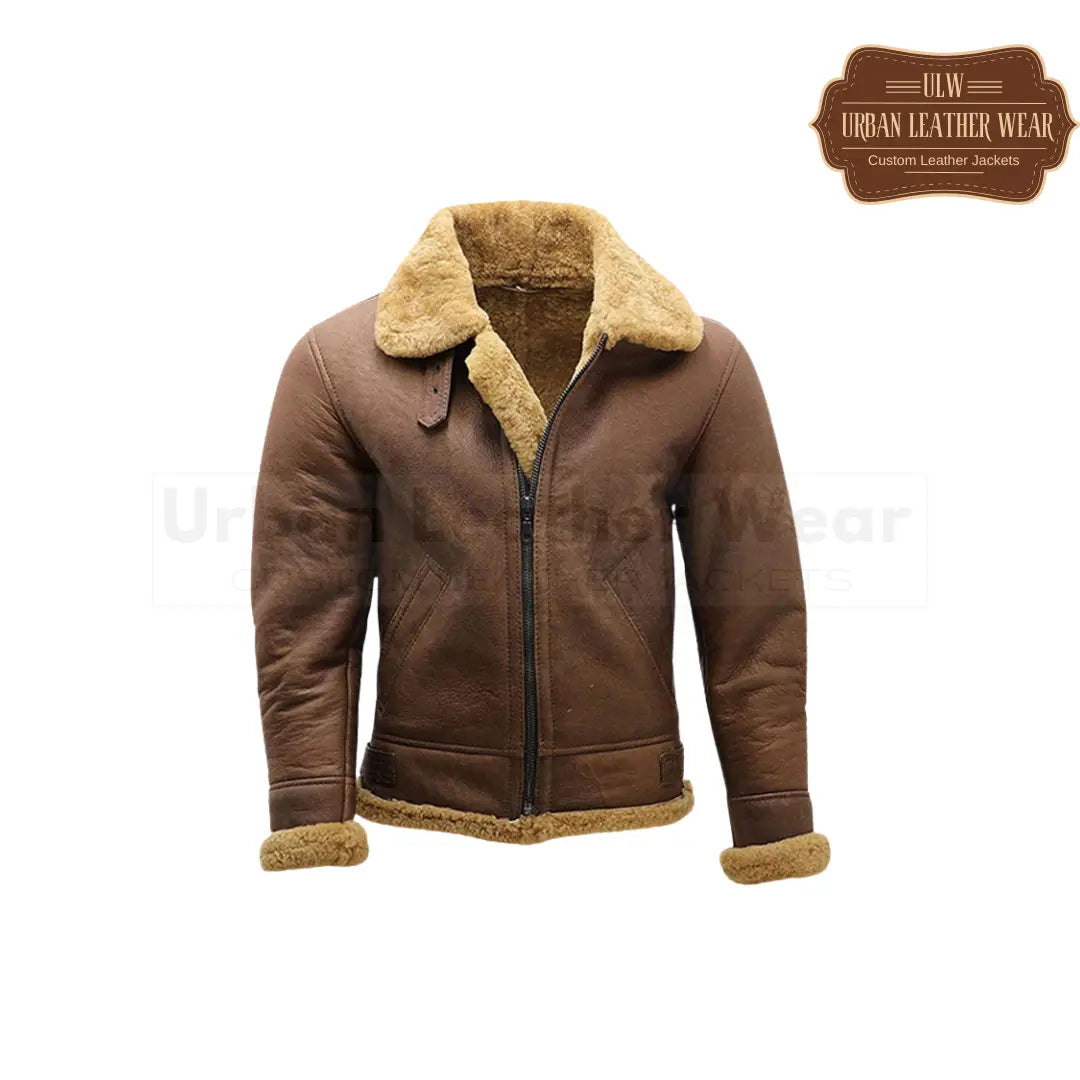 Men Brown B3 Shearling WW2 Bomber Leather Jacket