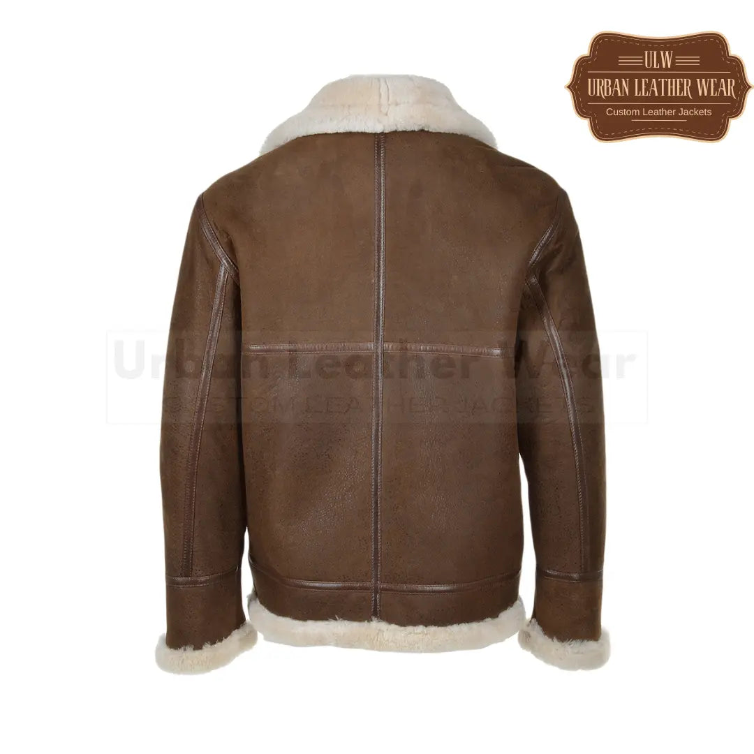 Men Brown leather shearling jacket