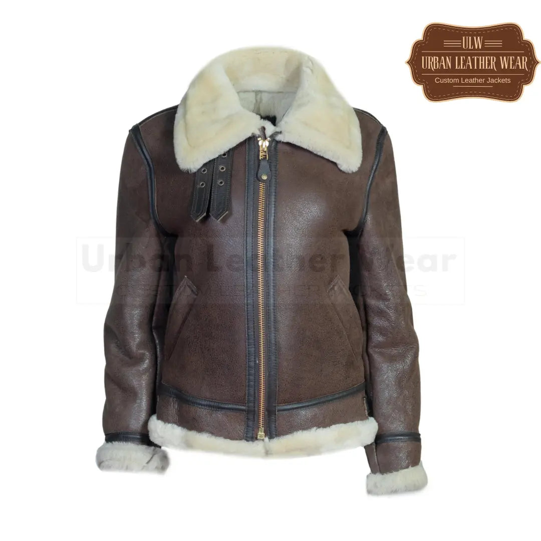 Men Classic B3 Shearling Leather Bomber Jacket