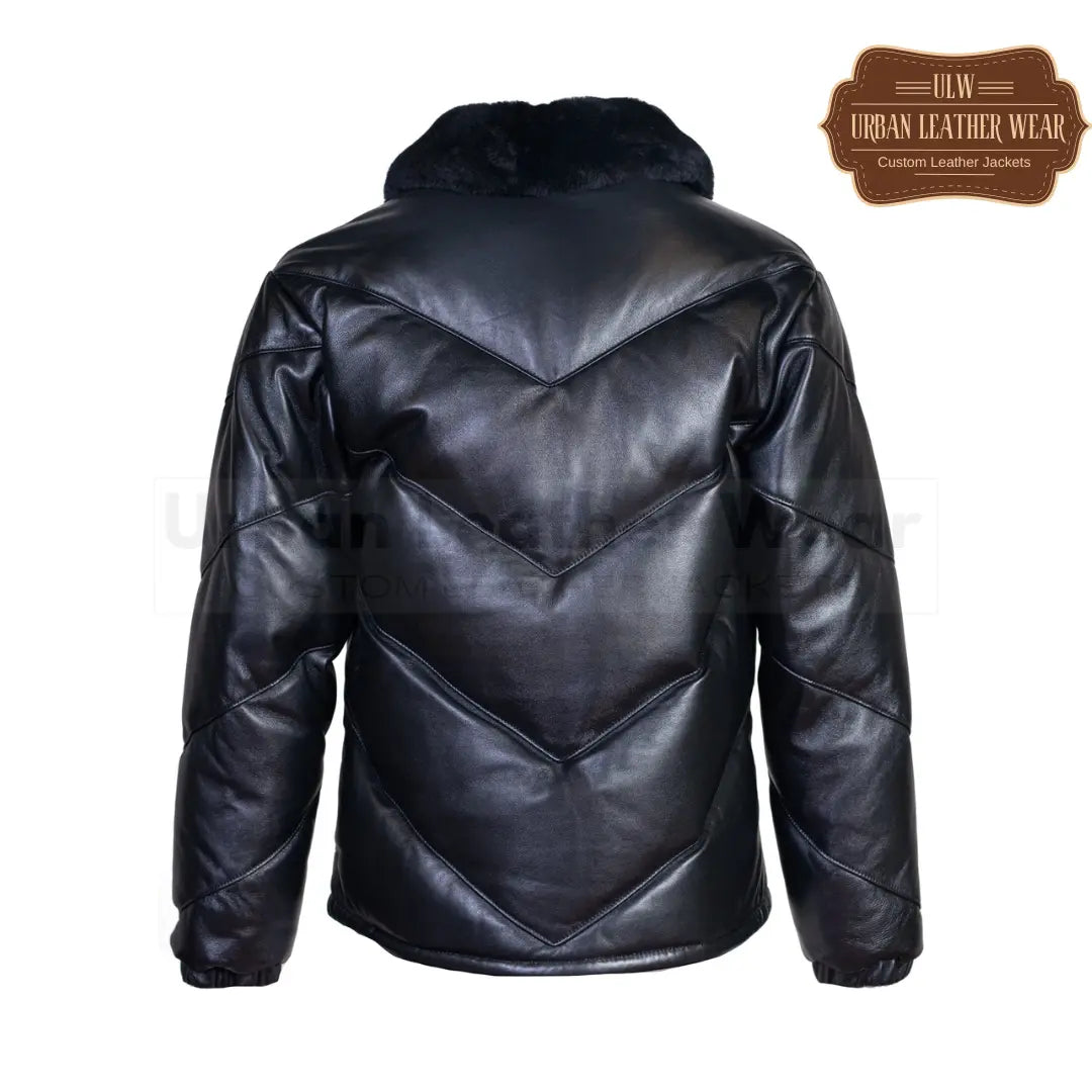 Men Down-Filled Puffer V Bomber Jacket