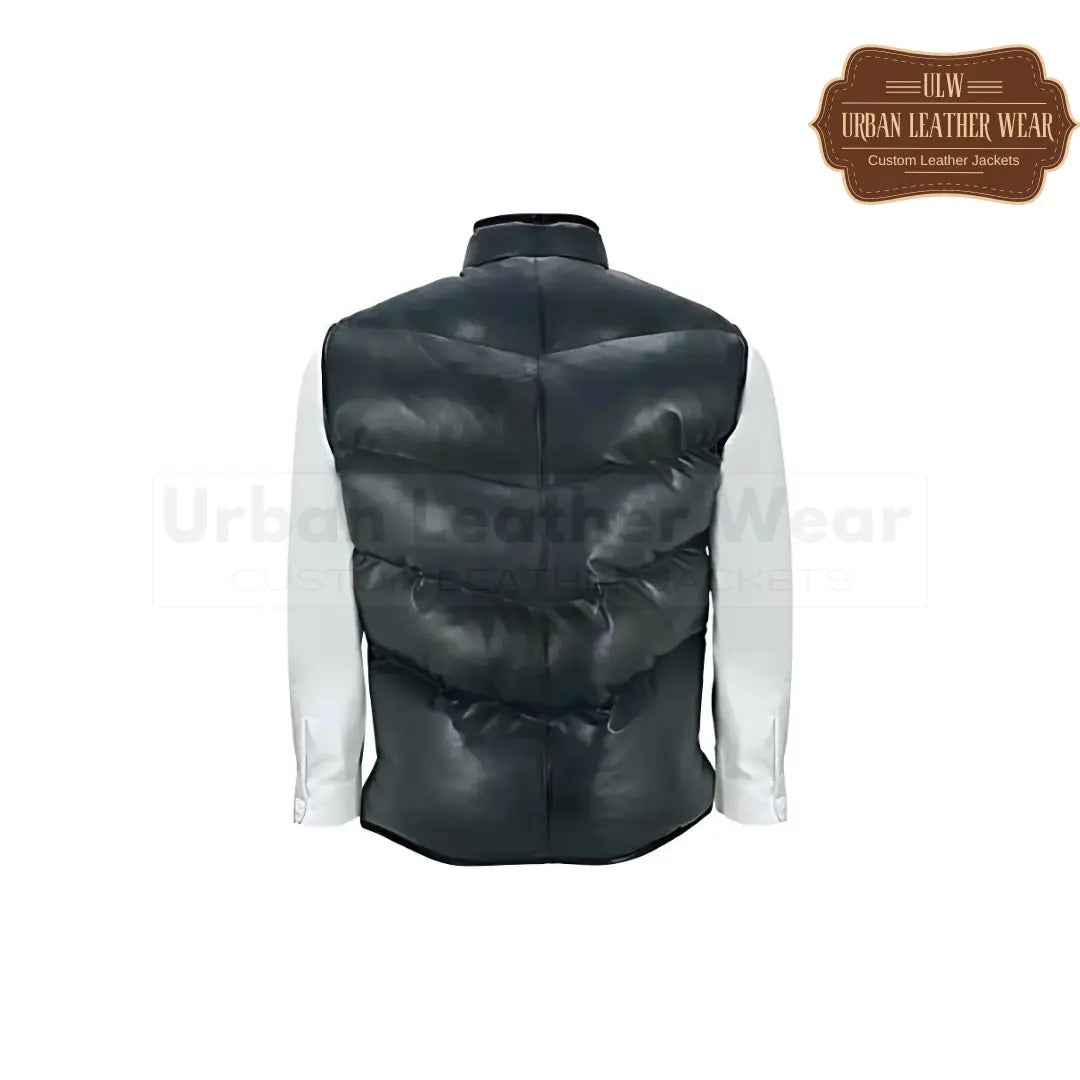 Men Down Sleeveless Leather Vest Waistcoat

