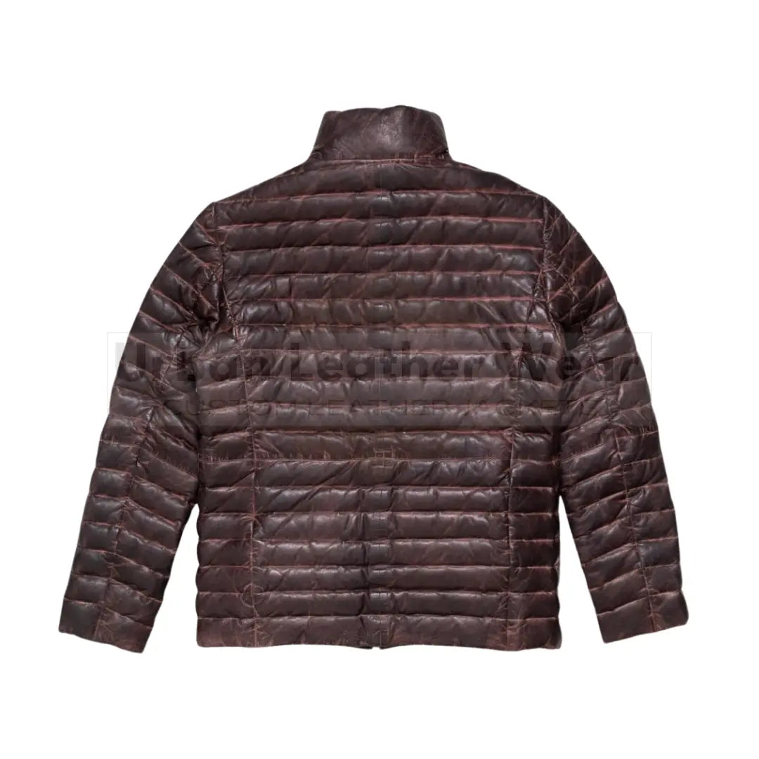 Men Leather down jacket burgundy
