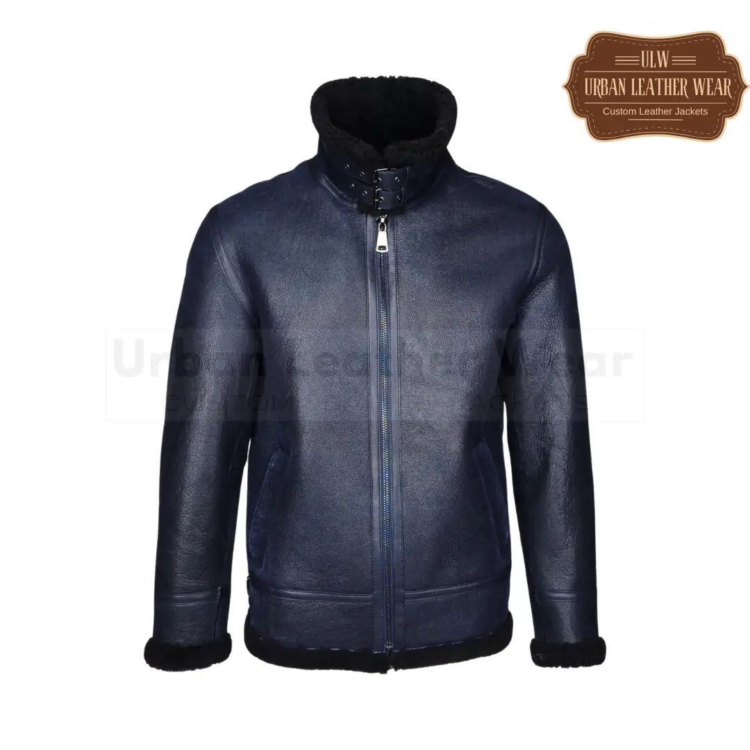 Shop our Men Nappa Shearling Leather Jacket Navy.