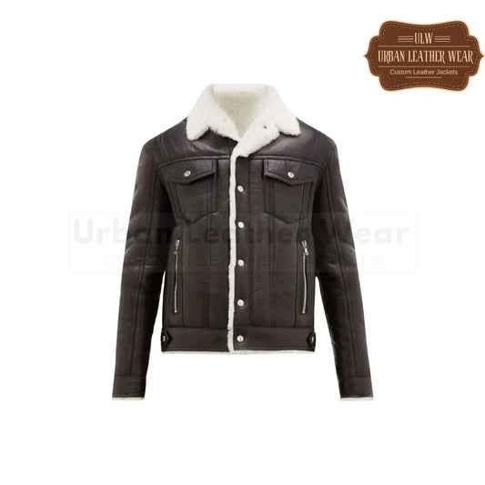 Men Street style Shearling Leather Jacket

