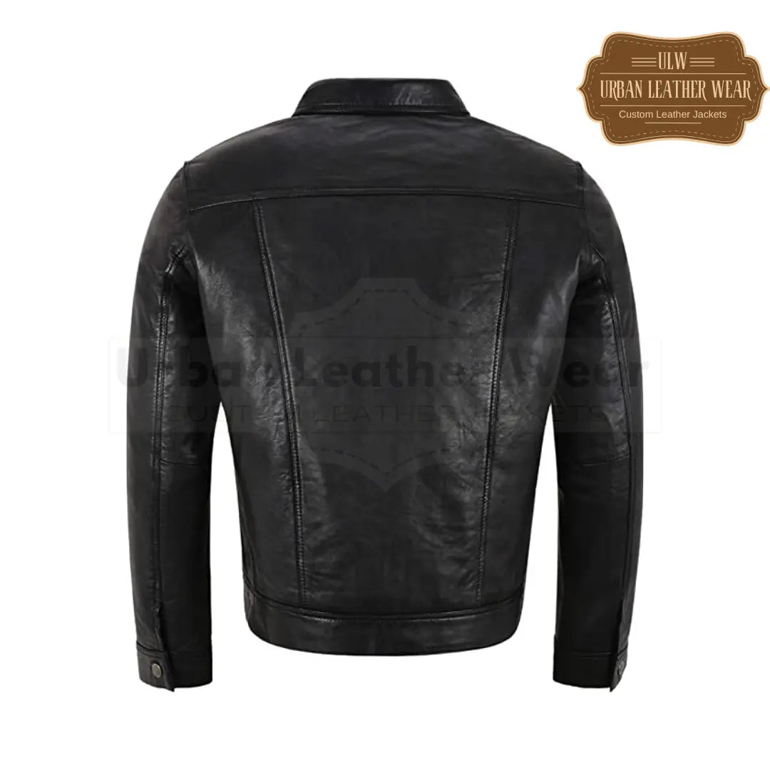 Shop style of the Levis Trucker Black Leather Jacket. Made from high-quality genuine leather