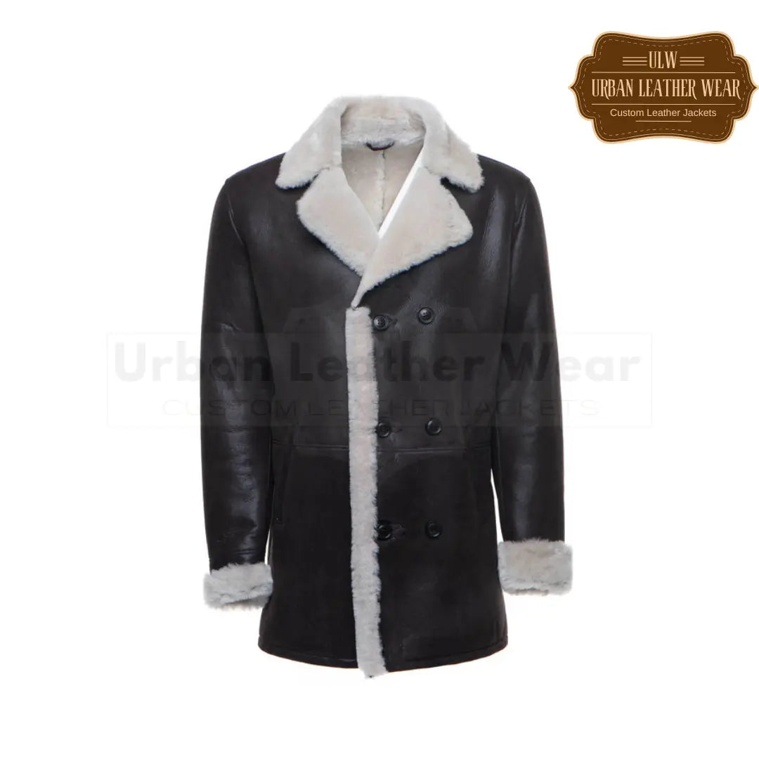 Buy our Men's brown shearling buttoned coat. Made from high-quality shearling,