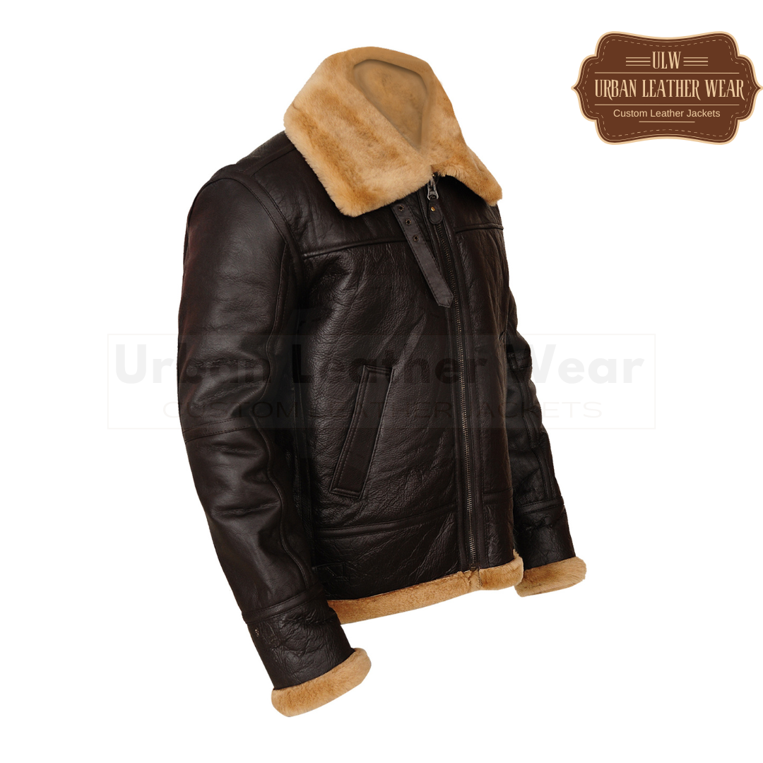 Men Brown B3 Shearling Leather Jacket