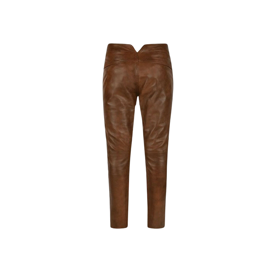 Brown Leather Biker Pants - Leather Breeches URBAN LEATHER WEAR LTD