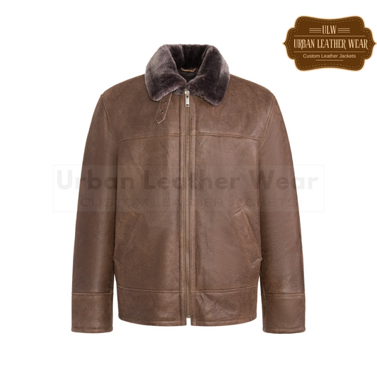 Men Classic Shearling jacket brown URBAN LEATHER WEAR LTD