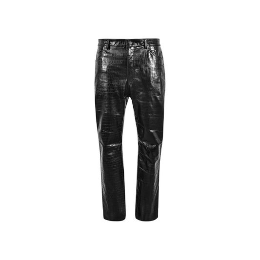 Crocodile Pant Black Leather Embossed Print URBAN LEATHER WEAR LTD