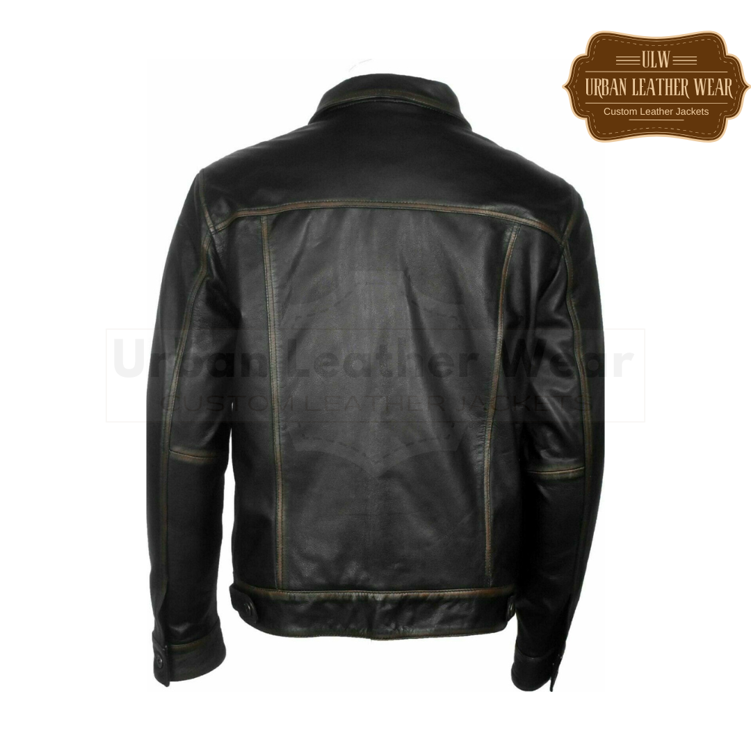 Shop our Men Leather Trucker Jacket. Genuine leather